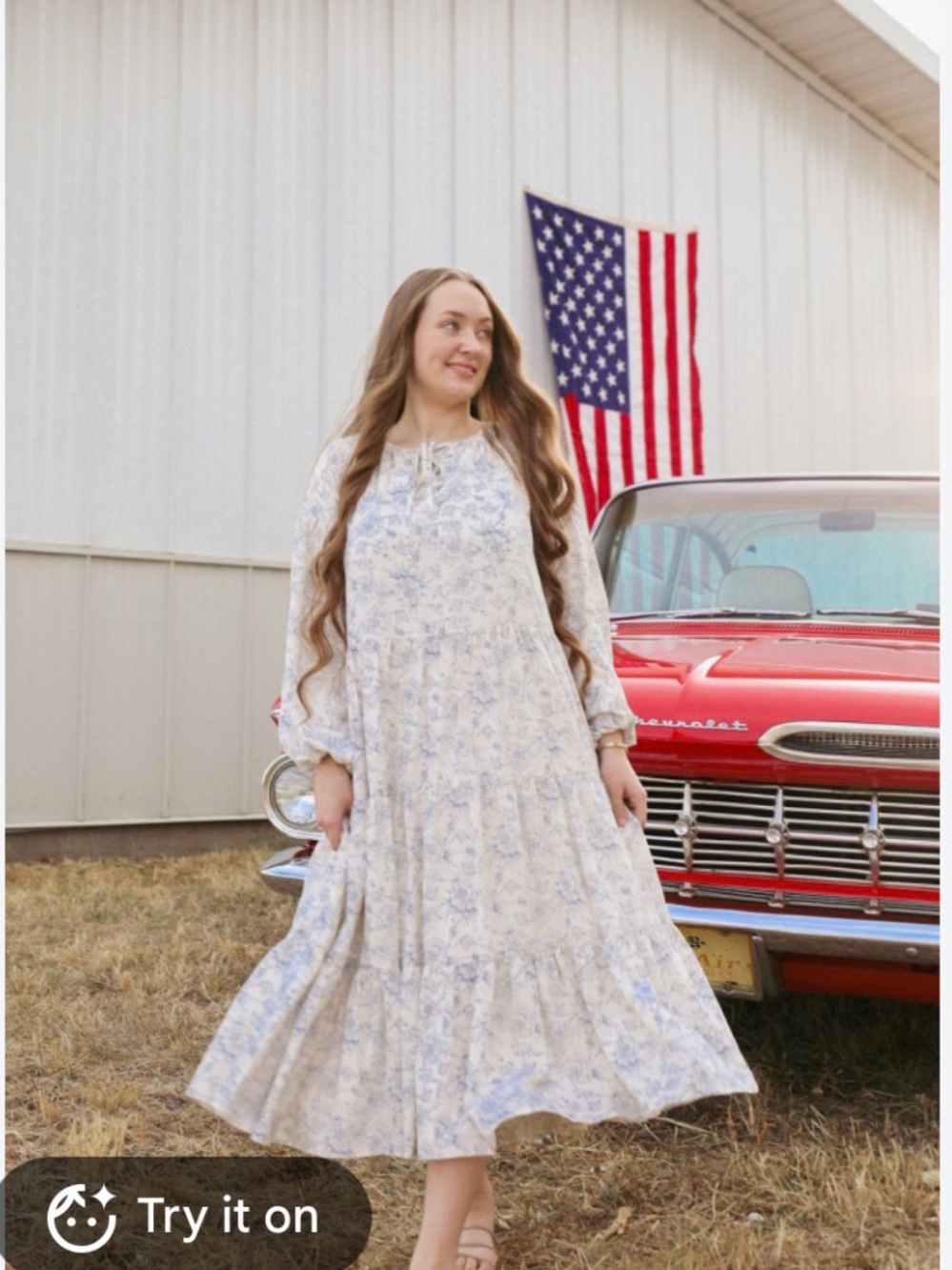 Dainty Jewells Blue and Cream Floral Midi Dress